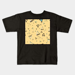 Doodle Triangles on a yellow background Kids T-Shirt